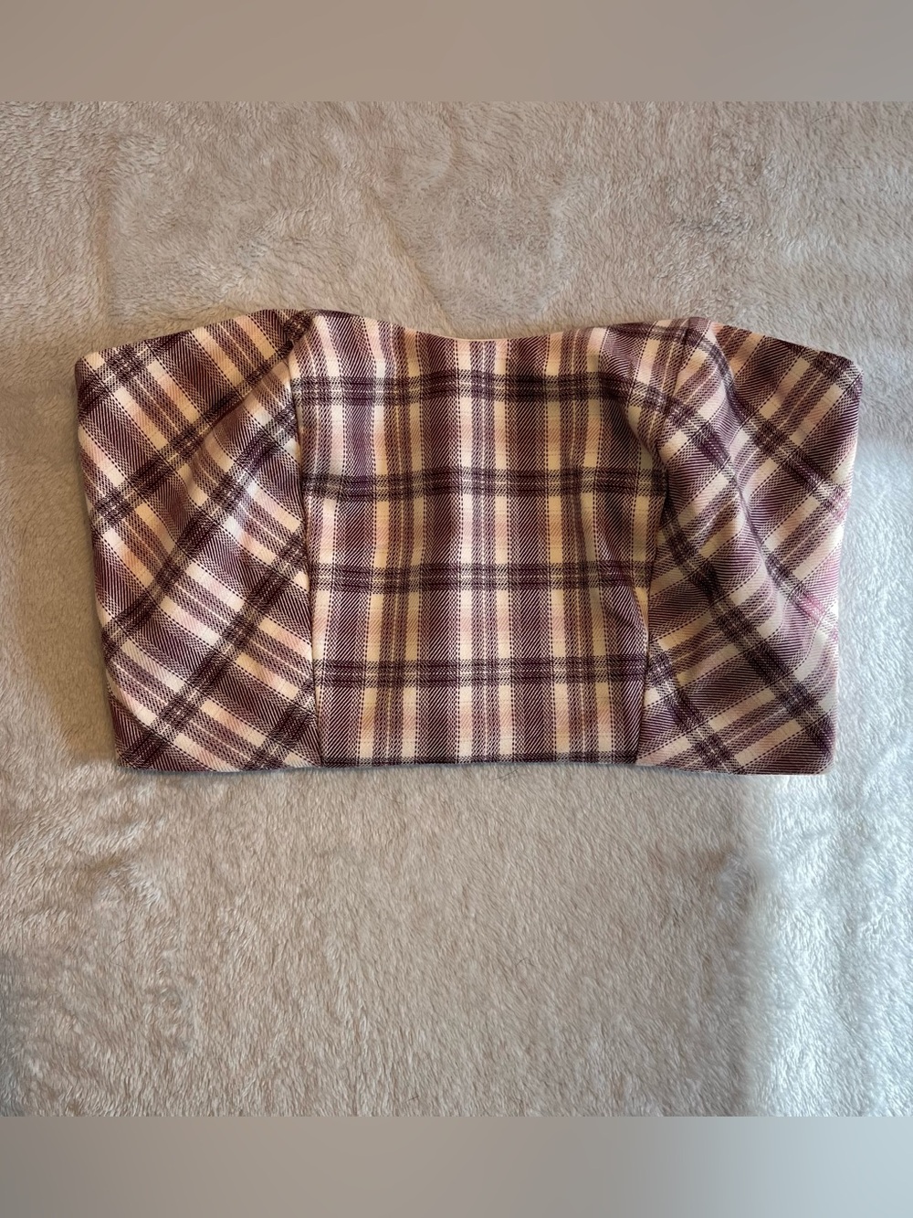 No Boundaries Plaid Purple and Cream Plaid Crop Top